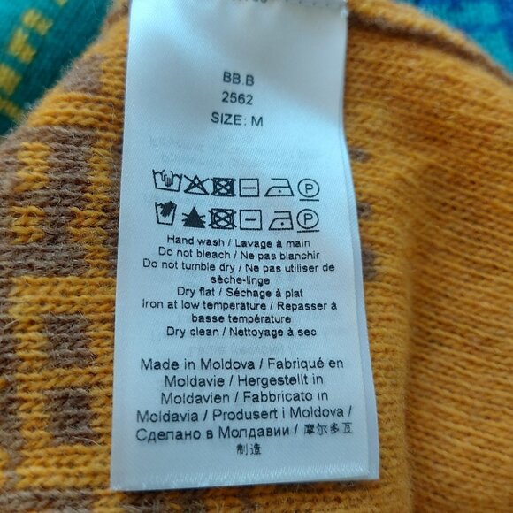 Ganni Multicolor Gradient Sweater Wool Blend Women Medium Graphic Logo Fall Knit - Picture 9 of 9